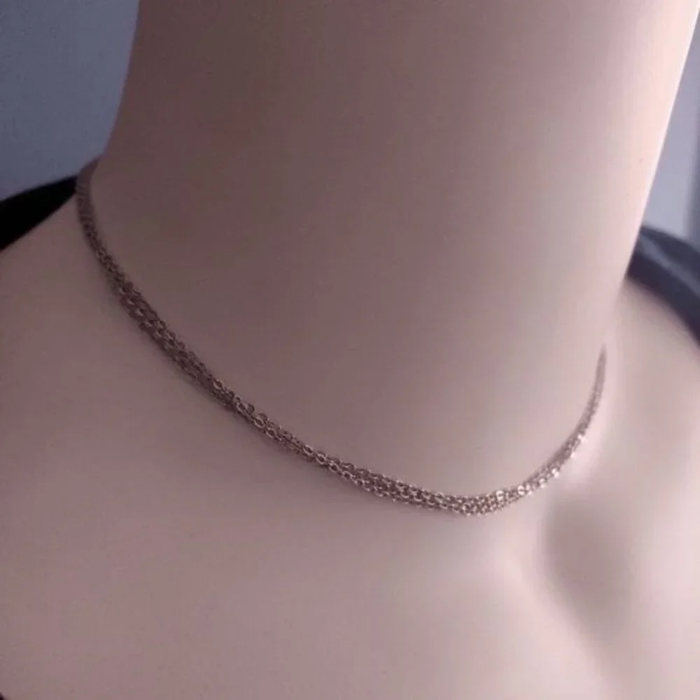 Choker necklaces - lot of two.cor, silver, rhinestone lobster claw